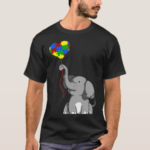 Autism Awareness Elephant With Puzzle Heart Balloo T-Shirt