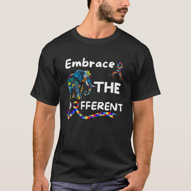 Autism Awareness Embrace Different Elephant Unmask T-Shirt (Vorderseite)