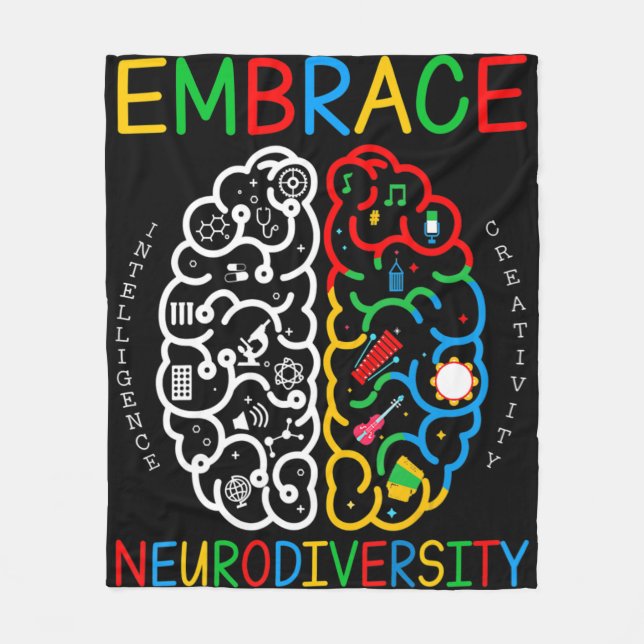 Autism Awareness  Embrace Neurodiversity ADHD Auti Fleecedecke (Vorderseite)
