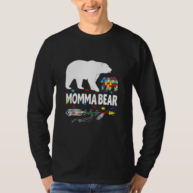 Autism Awareness Gift Momma Bear Support Autistic  T-Shirt (Vorderseite)