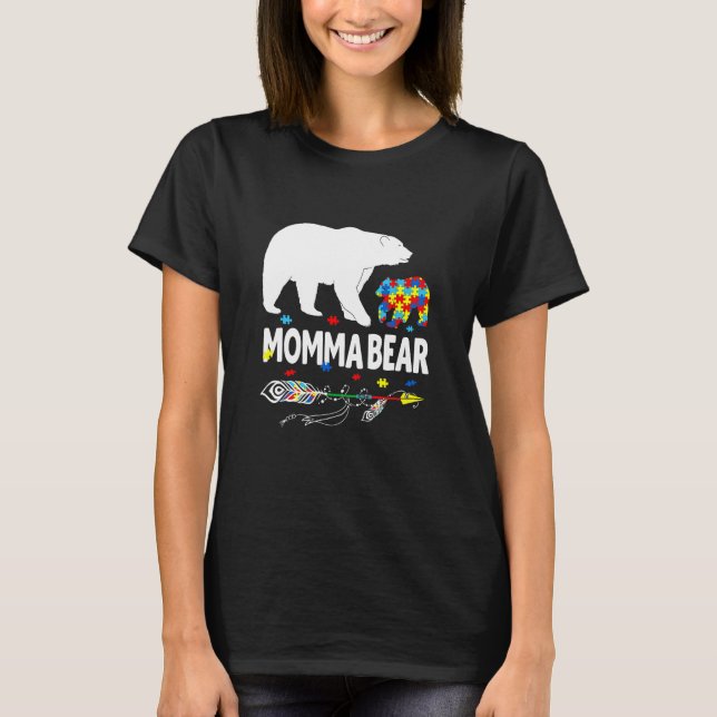 Autism Awareness Gift Momma Bear Support Autistic  T-Shirt (Vorderseite)