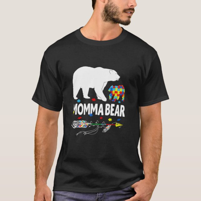 Autism Awareness Gift Momma Bear Support Autistic  T-Shirt (Vorderseite)