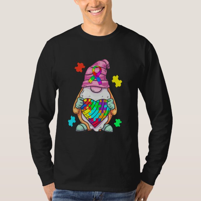 Autism Awareness Gnome Hugging Heart Acceptance Wo T-Shirt (Vorderseite)