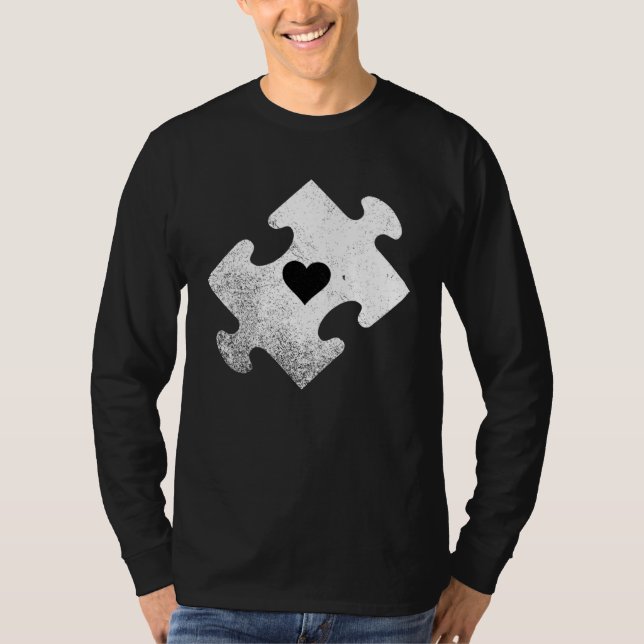 Autism Awareness Heart Jigsaw Puzzle T-Shirt (Vorderseite)