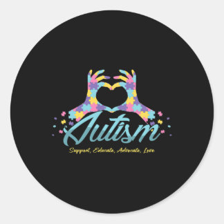 Autism Awareness Heart Puzzle Autistic Ribbon Spec Runder Aufkleber