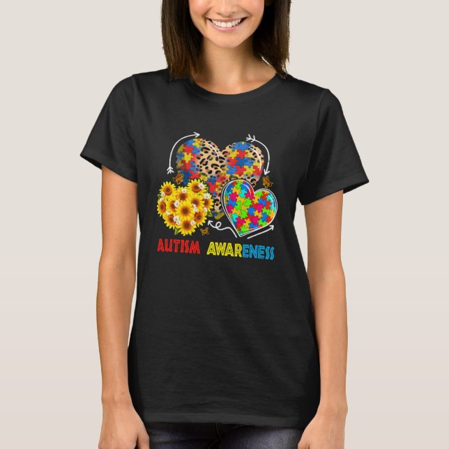 Autism Awareness Hearts Leopard Autism Life Womens T-Shirt (Vorderseite)