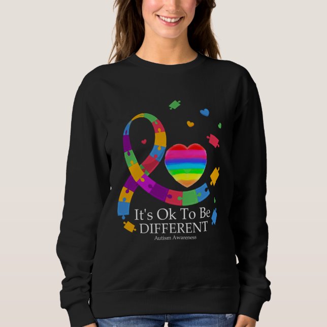 Autism Awareness It s Ok To Be Different Ribbon Pu Sweatshirt (Vorderseite)