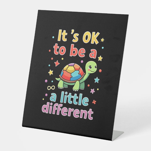 Autism Awareness It's Ok To Be A Little Different  Sockelschild (Vorderseite)
