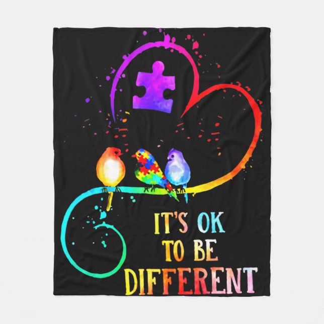 Autism Awareness It's OK To Be Different Love Puzz Fleecedecke (Vorderseite)