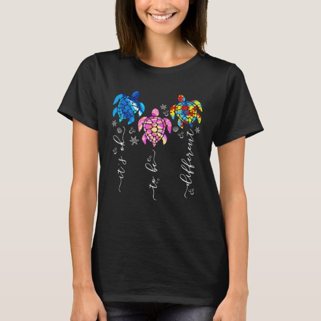 Autism Awareness Its Ok To Be Different Sea Turtle T-Shirt (Vorderseite)