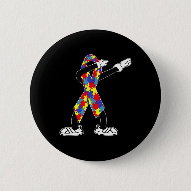 Autism Awareness Kids Dabbing Puzzle Piece Love Da Button (Vorderseite)