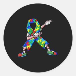 Autism Awareness Kids Dabbing Puzzle Piece Love Da Runder Aufkleber