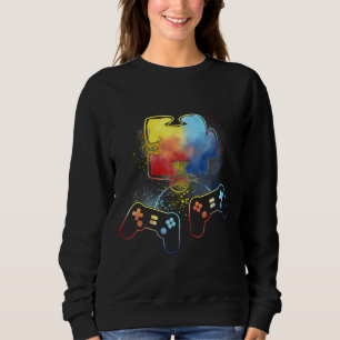 Autism Awareness Kids Video Gamer Puzzle Piece Blu Sweatshirt