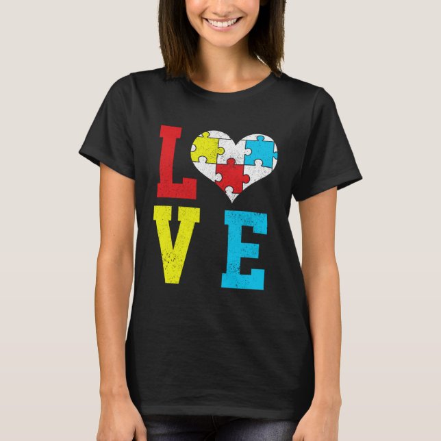 Autism Awareness LOVE Autistic Pride Asperger Prou T-Shirt (Vorderseite)