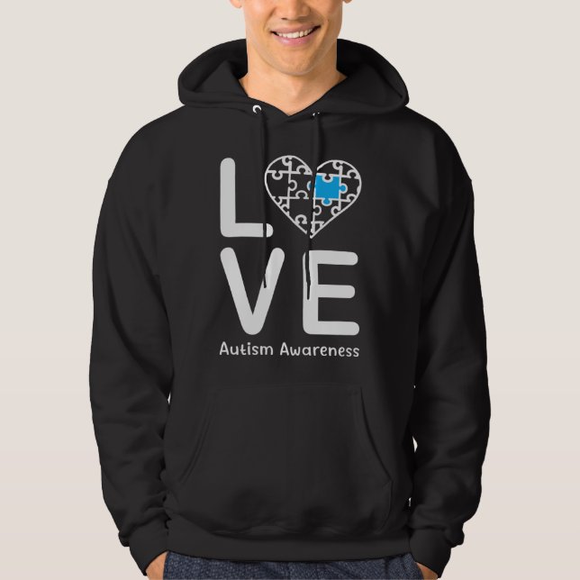 Autism Awareness Love Heart Blue Puzzle for Men Wo Hoodie (Vorderseite)