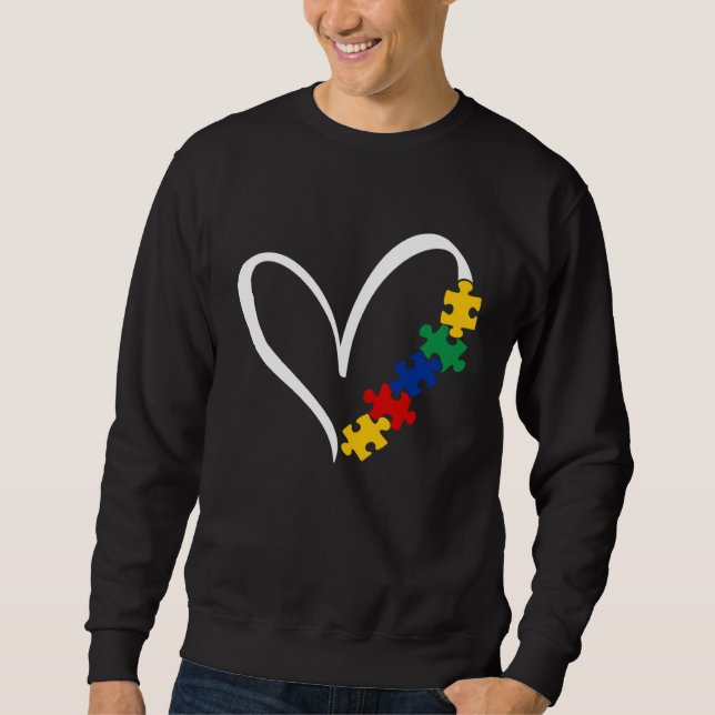 Autism Awareness Love Heart Puzzle Piece  1 Sweatshirt (Vorderseite)