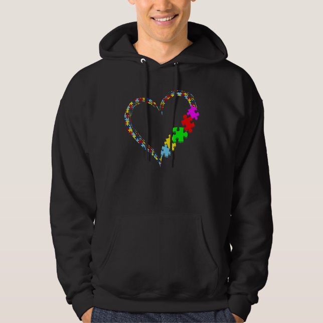 Autism Awareness Love Heart Puzzle Piece Valentine Hoodie (Vorderseite)