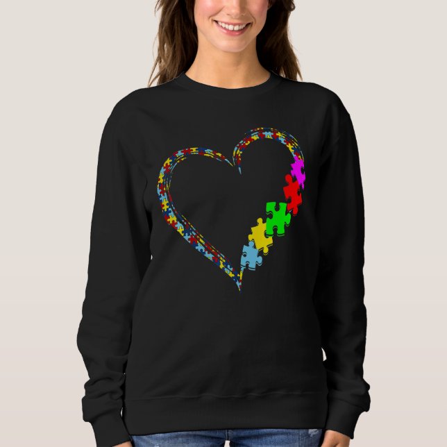 Autism Awareness Love Heart Puzzle Piece Valentine Sweatshirt (Vorderseite)