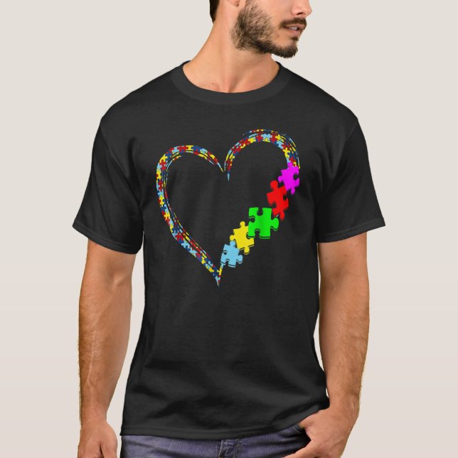 Autism Awareness Love Heart Puzzle Piece Valentine T-Shirt (Vorderseite)