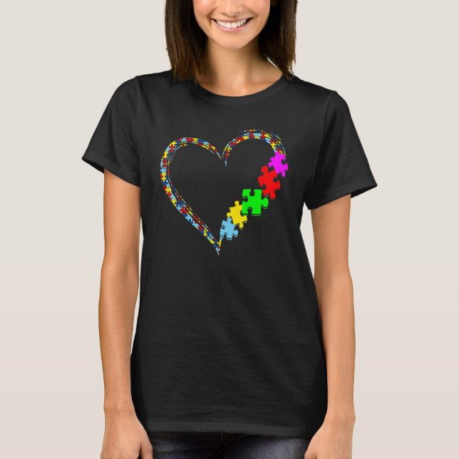 Autism Awareness Love Heart Puzzle Piece Valentine T-Shirt (Vorderseite)