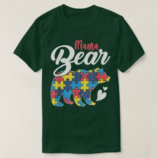 Autism Awareness Mama Bear Puzzle Piece Autistic M T-Shirt (Design vorne)
