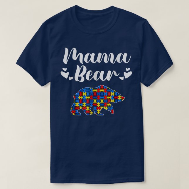 Autism Awareness Mama Bear Puzzle Piece Autistic M T-Shirt (Design vorne)