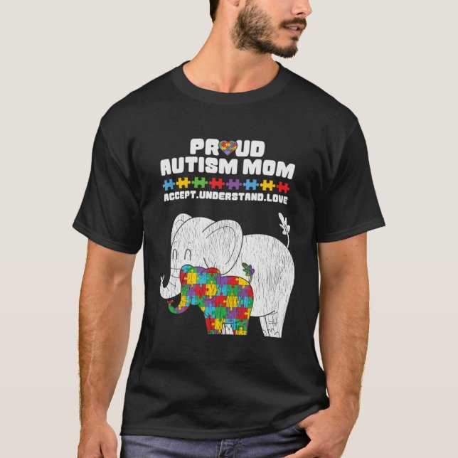Autism Awareness Mom Proud Autistic Son Daughter E T-Shirt (Vorderseite)