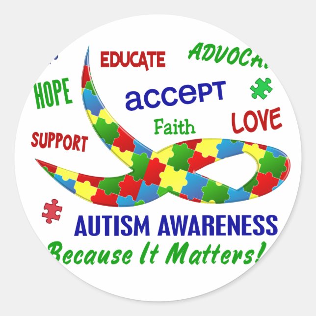 AUTISM AWARENESS MONAT APRIL RUNDER AUFKLEBER (Vorderseite)