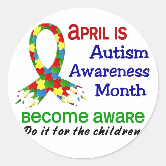 AUTISM AWARENESS MONAT APRIL RUNDER AUFKLEBER (Vorderseite)