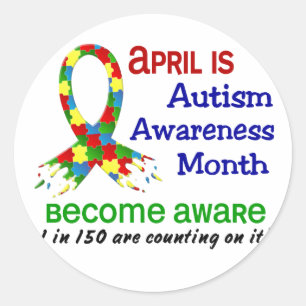 AUTISM AWARENESS MONAT APRIL RUNDER AUFKLEBER