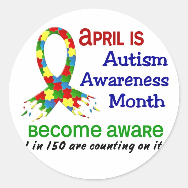 AUTISM AWARENESS MONAT APRIL RUNDER AUFKLEBER (Vorderseite)