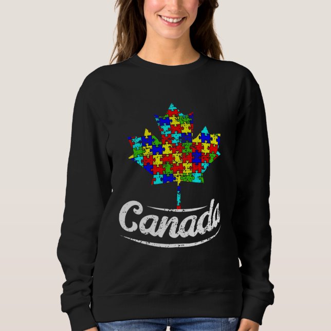 Autism Awareness Month Canada Leaf Autism Support Sweatshirt (Vorderseite)