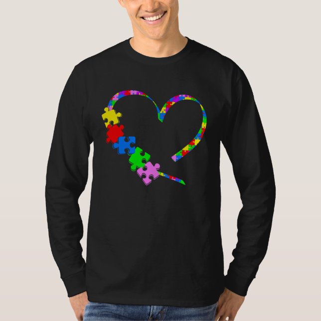 Autism Awareness Month Love Heart Puzzle Support A T-Shirt (Vorderseite)