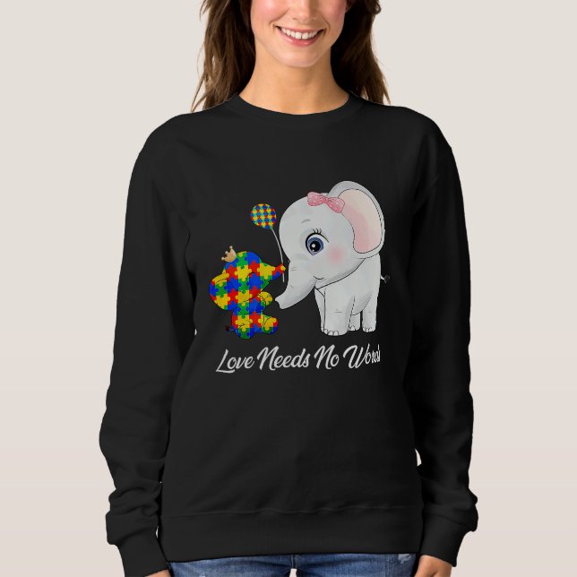 Autism Awareness Month Mama Papa Elephant Love Nee Sweatshirt (Vorderseite)