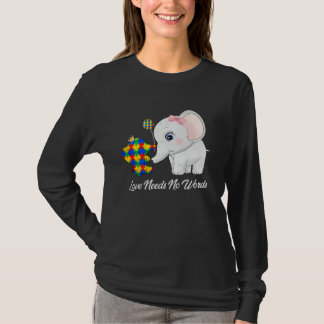 Autism Awareness Month Mama Papa Elephant Love Nee T-Shirt