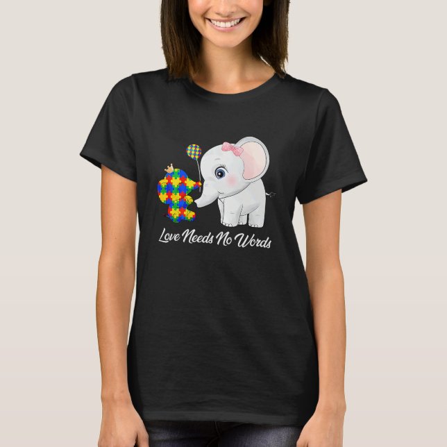 Autism Awareness Month Mama Papa Elephant Love Nee T-Shirt (Vorderseite)