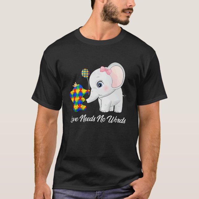 Autism Awareness Month Mama Papa Elephant Love Nee T-Shirt (Vorderseite)
