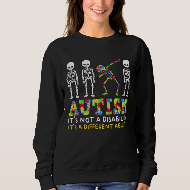 Autism Awareness Month Skeleton Dabbing Autistic K Sweatshirt (Vorderseite)