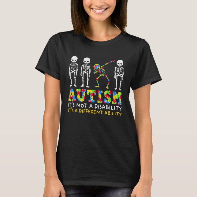 Autism Awareness Month Skeleton Dabbing Autistic K T-Shirt (Vorderseite)