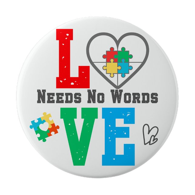 Autism Awareness pin Love needs no words  Button (Autism Awareness pin Love needs no words)