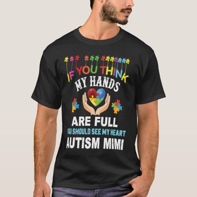 Autism Awareness Proud Autism Mimi Love Heart Puzz T-Shirt (Vorderseite)