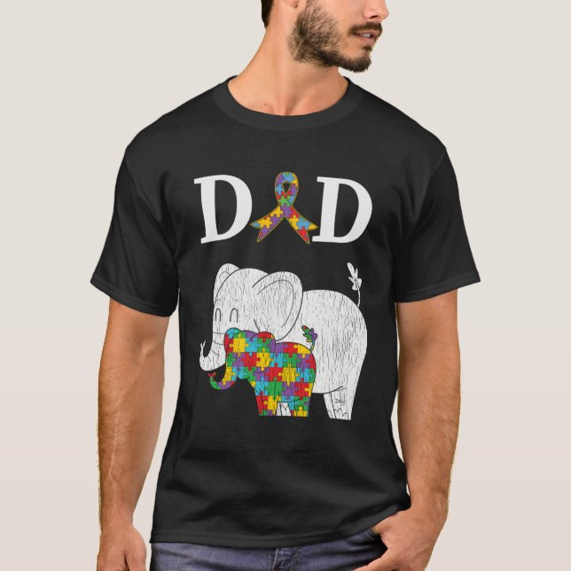 Autism Awareness Proud Dad Autistic Son Daughter E T-Shirt (Vorderseite)