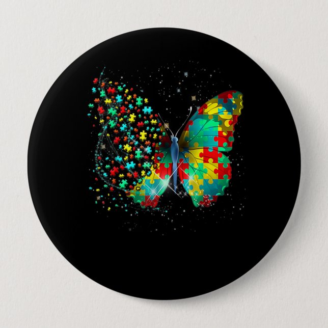 Autism Awareness Puzzle Butterfly Button (Vorderseite)