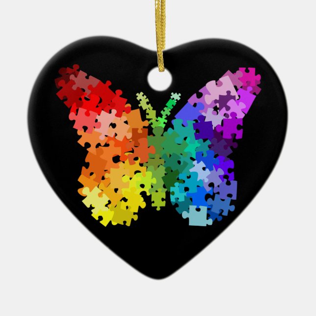 Autism Awareness Puzzle Butterfly Ornament (Vorne)