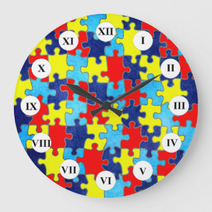 Autism Awareness-Puzzle by Shirley Taylor Große Wanduhr
