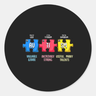 Autism Awareness Puzzle Chemical Element Runder Aufkleber