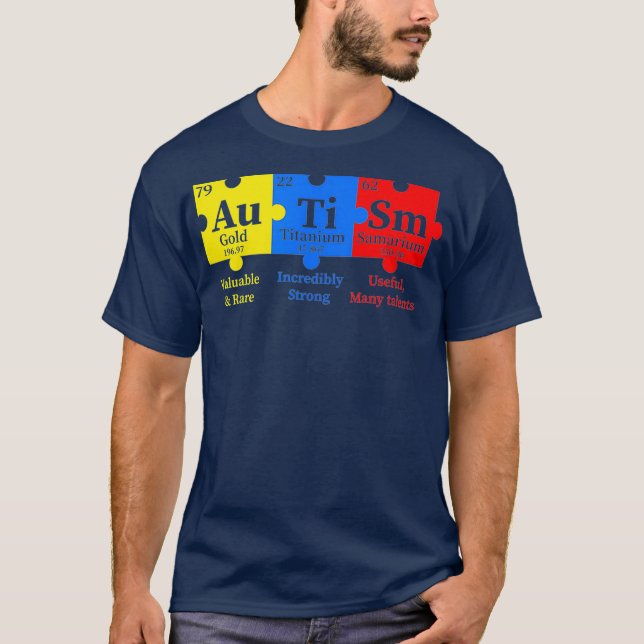 Autism Awareness Puzzle Chemical Element T-Shirt (Vorderseite)