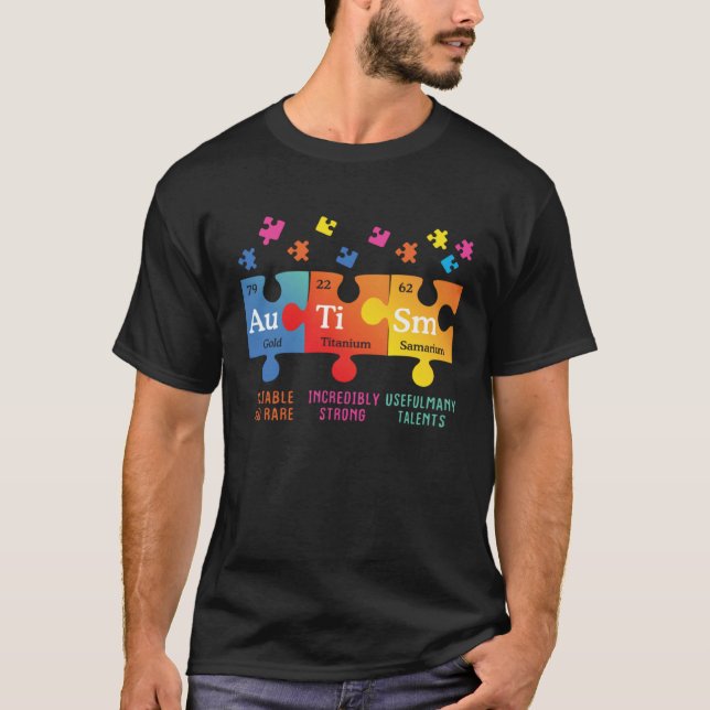 Autism Awareness Puzzle Chemical Elements T-Shirt (Vorderseite)