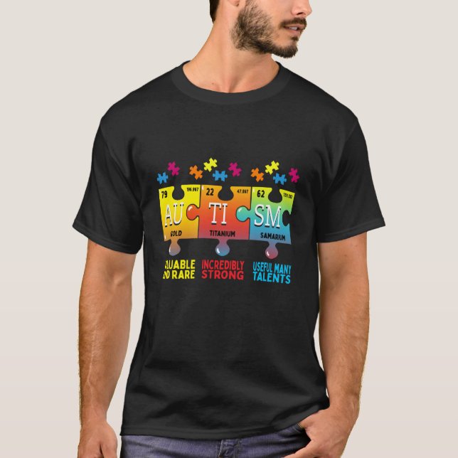 Autism Awareness Puzzle Chemical Elements T-Shirt (Vorderseite)