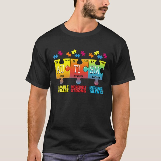 Autism Awareness Puzzle Chemical Elements T-Shirt (Vorderseite)